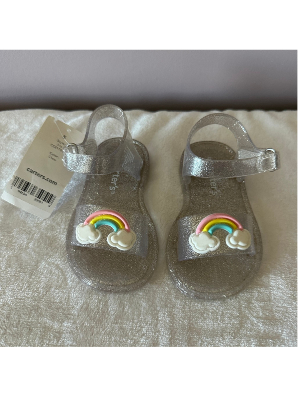 Girls Carter’s Clear Glitter Rainbow Jelly Sandals 5 (Toddler Girl) NWT Summer